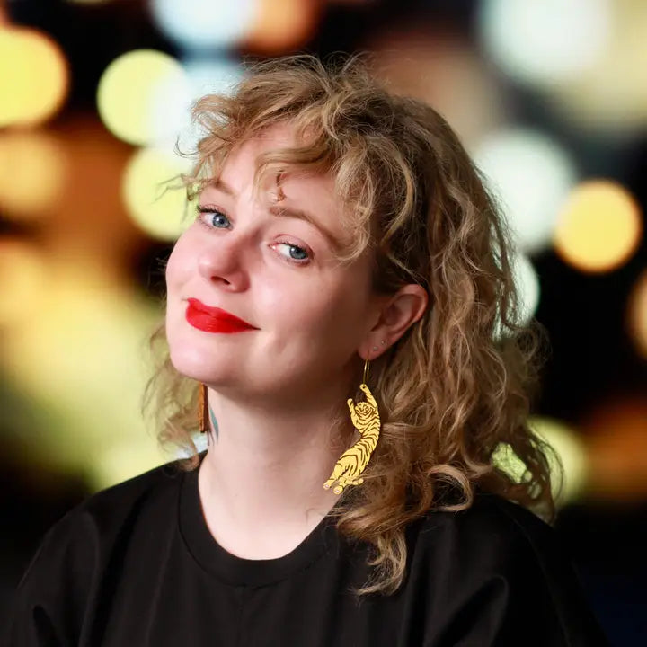 Gold Tiger Hoop Earrings