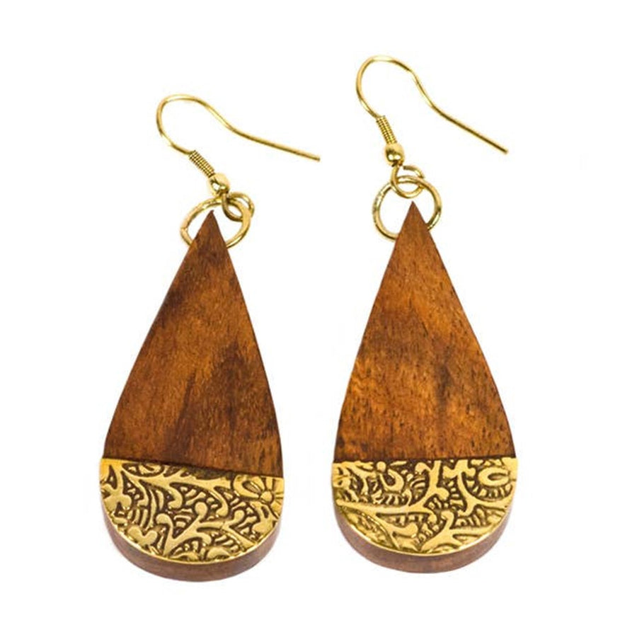 Etched Brass Teardrop Earrings