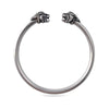 Oxidized Silver Finish Lions Head Bangle Bracelet