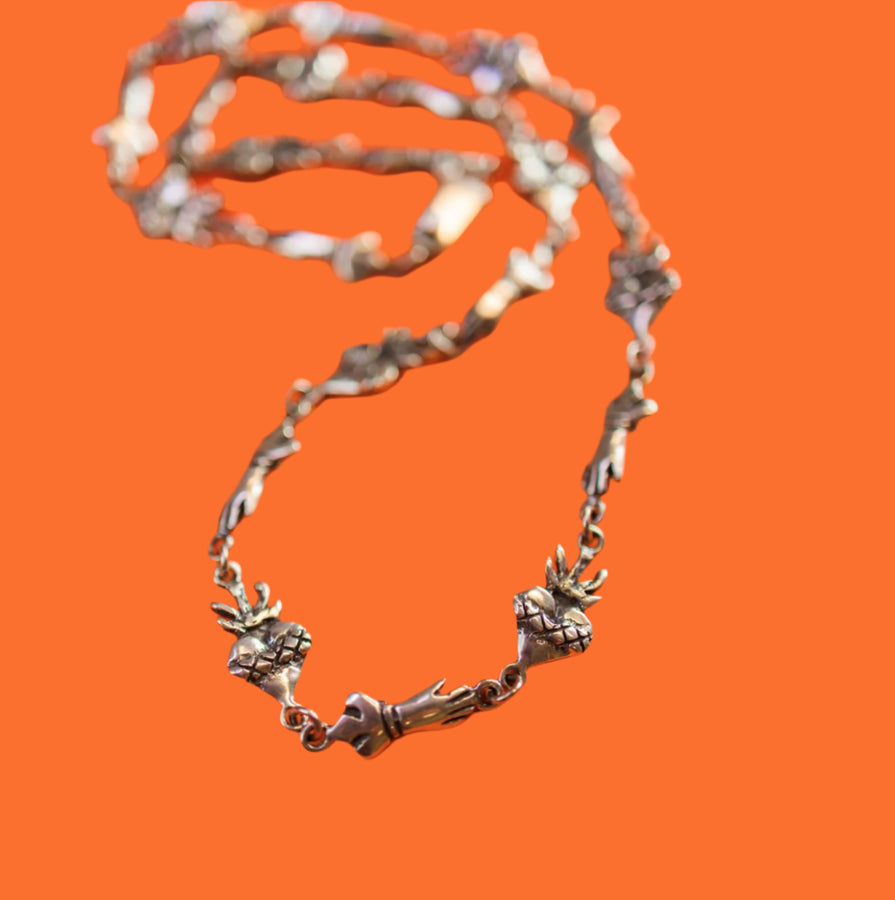 Sterling Silver Hand & Heart Milagro Necklace
