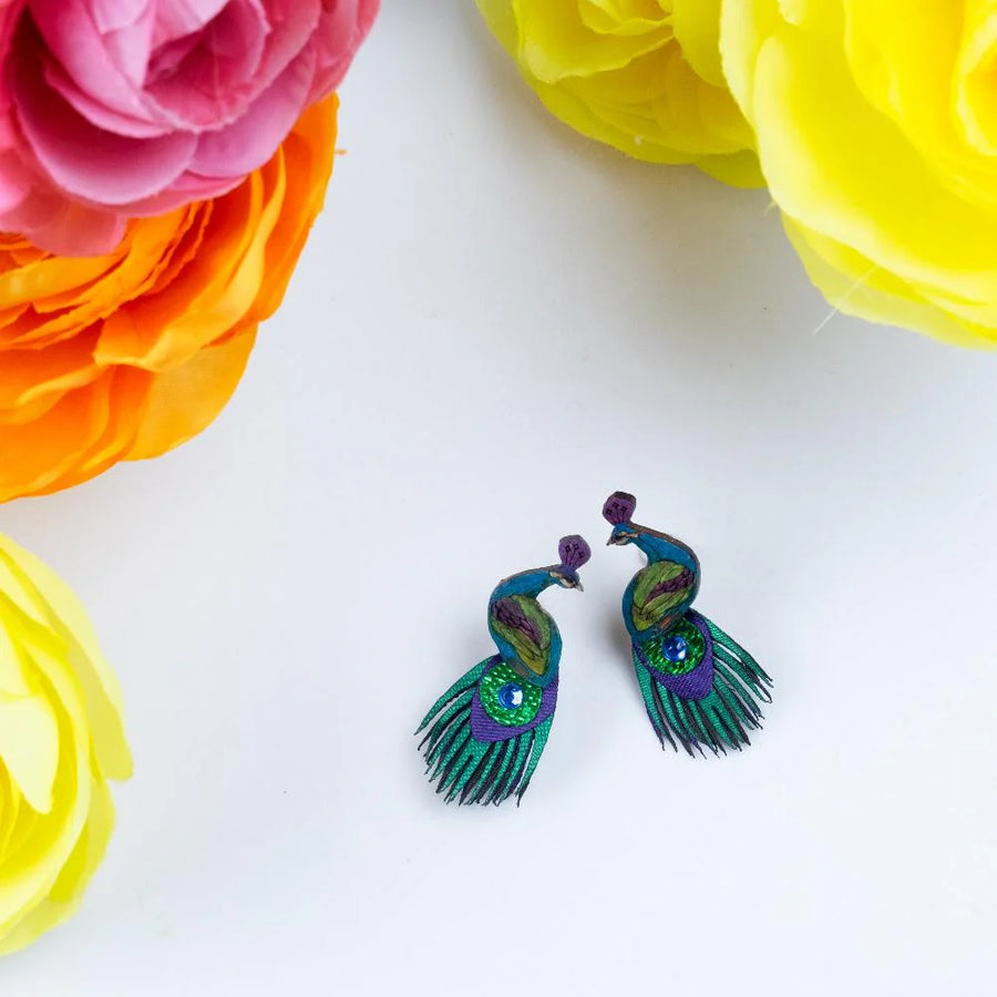 Small Peacock Earrings