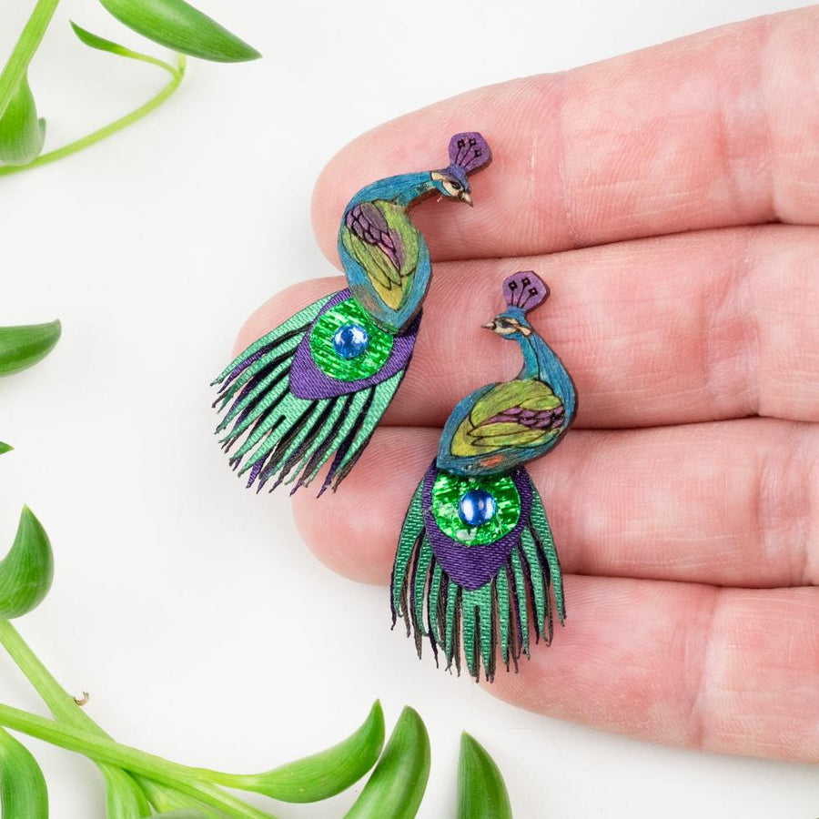 Small Peacock Earrings