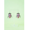 Sterling Silver and Pink Ceramic Skull Earrings