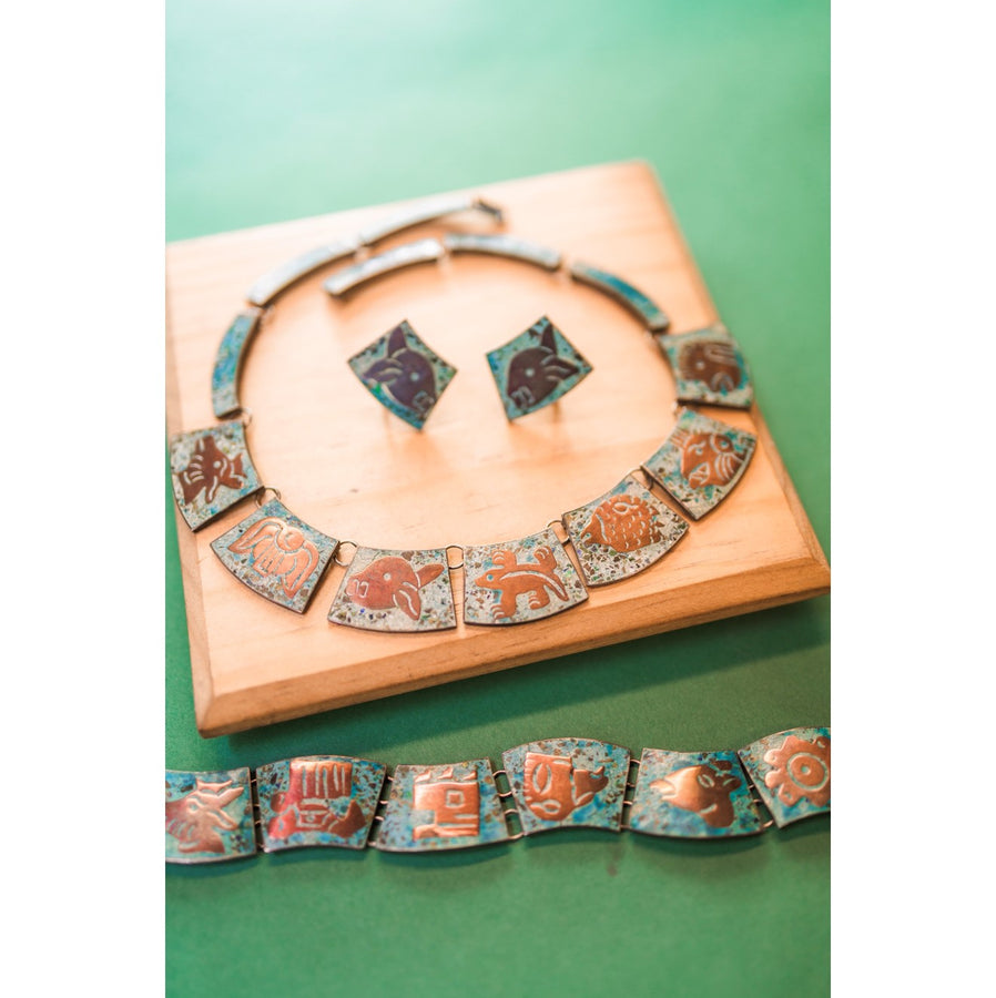 Vintage Sterling Silver Pre-Hispanic Jewelry Set