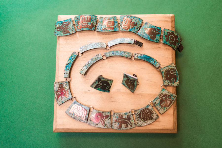 Vintage Sterling Silver Pre-Hispanic Jewelry Set