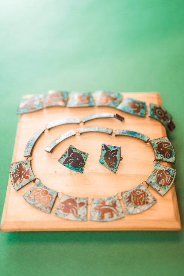 Vintage Sterling Silver Pre-Hispanic Jewelry Set