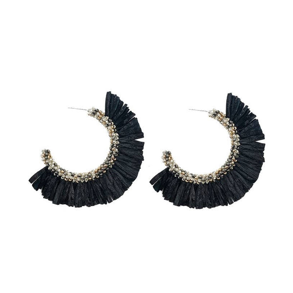 Raffie Noir Fringe Hoops