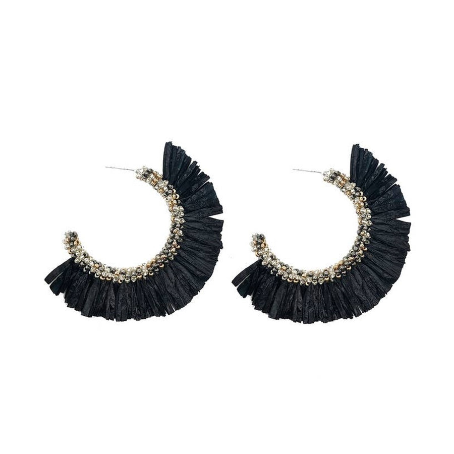 Raffie Noir Fringe Hoops