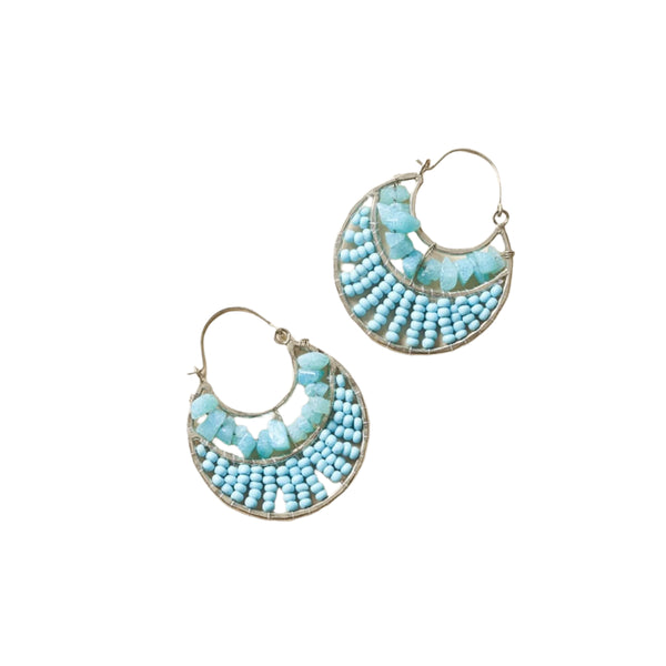 Amazonite Beaded Hoops