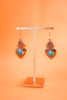 Oxidized Sterling Silver Sacred Heart Earrings with Turquoise