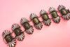 Vintage Sterling Silver Agate Carved Faces Bracelet