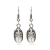 Antiqued Silver Finish Scarab Earrings