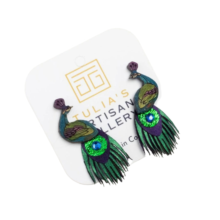Small Peacock Earrings