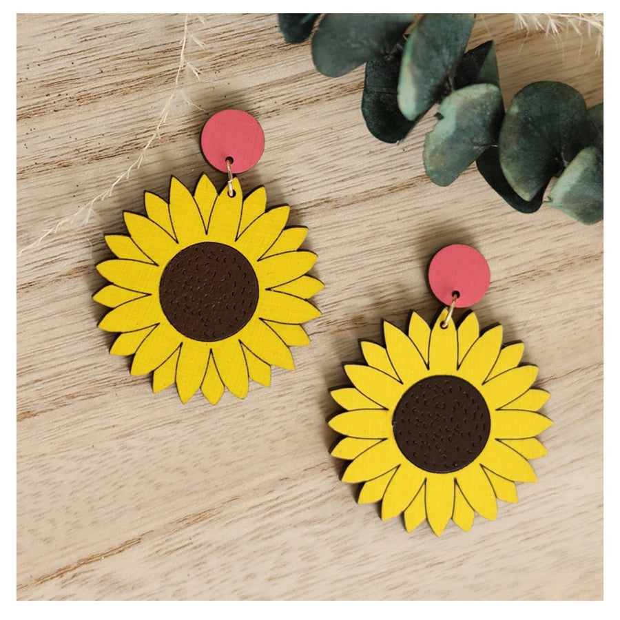 Sunflower Stud Dangle Earrings
