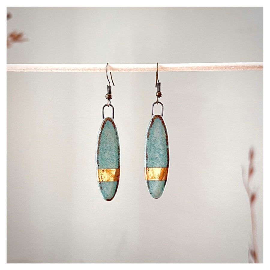Turquoise with Gold Striped Earrings