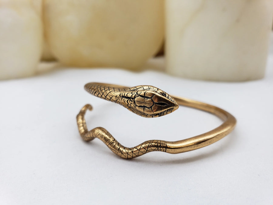 Golden Egyptian Snake Cuff Bracelet