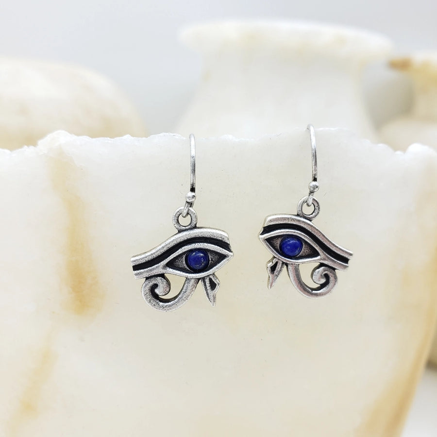 Egyptian Eye of Horus Earrings with Lapis