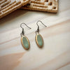Matte Turquoise Oval Earrings with Painted Gold