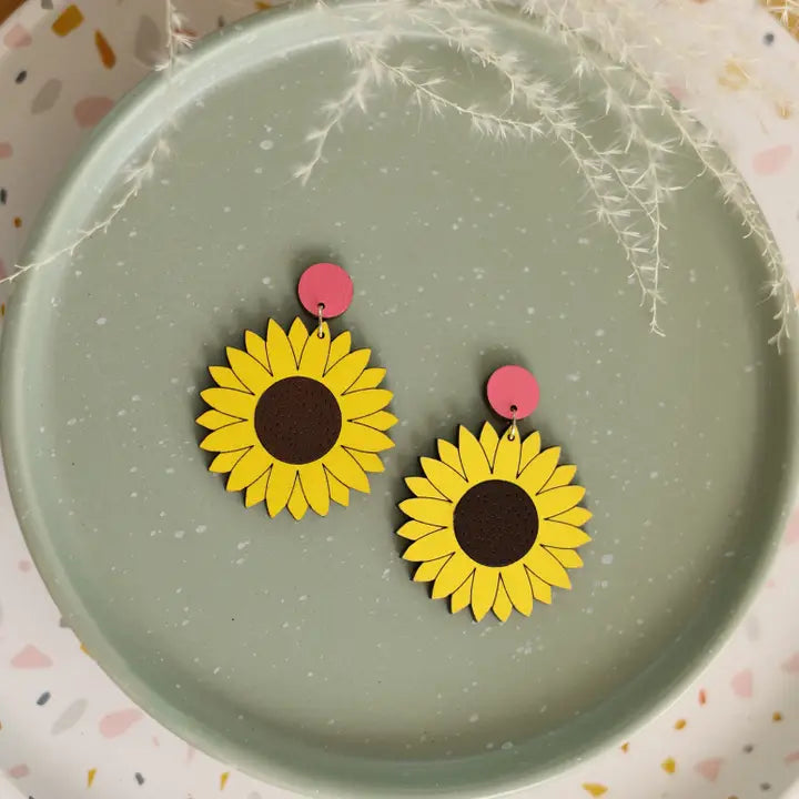 Sunflower Stud Dangle Earrings