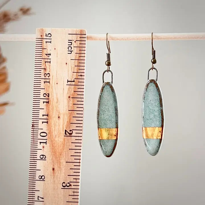 Turquoise with Gold Striped Earrings