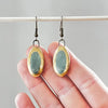 Matte Turquoise Oval Earrings with Painted Gold