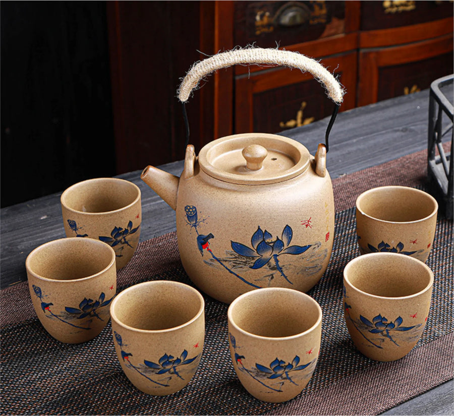 Blue Lotus Ceramic Tea Set