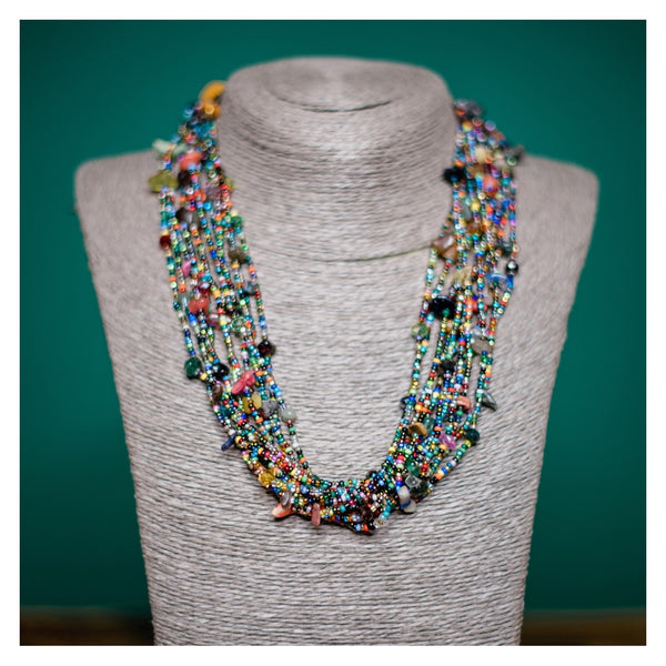 12 Strand Multi Rock Necklace