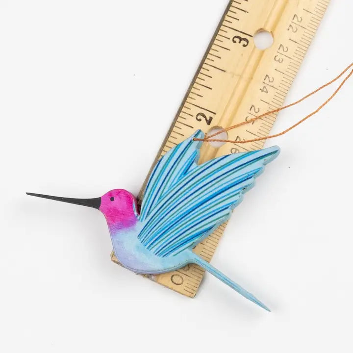 Pink Hummingbird Wood Ornament