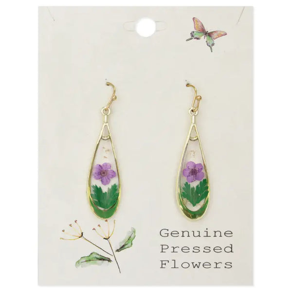 Purple Flower Teardrop Earrings