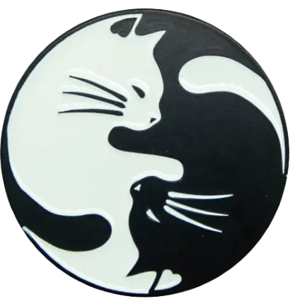 Yin Yang Enamel Cat Pin