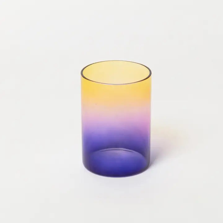 Set of Two Blue Yellow and Pink Drinking Glasses