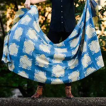 Blue and Gold Block Print Scarf