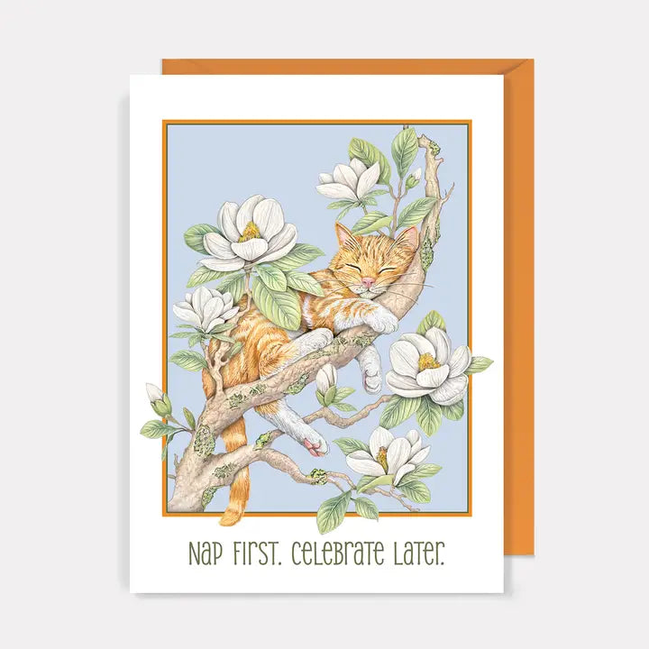 Magnolia Cat Birthday Card