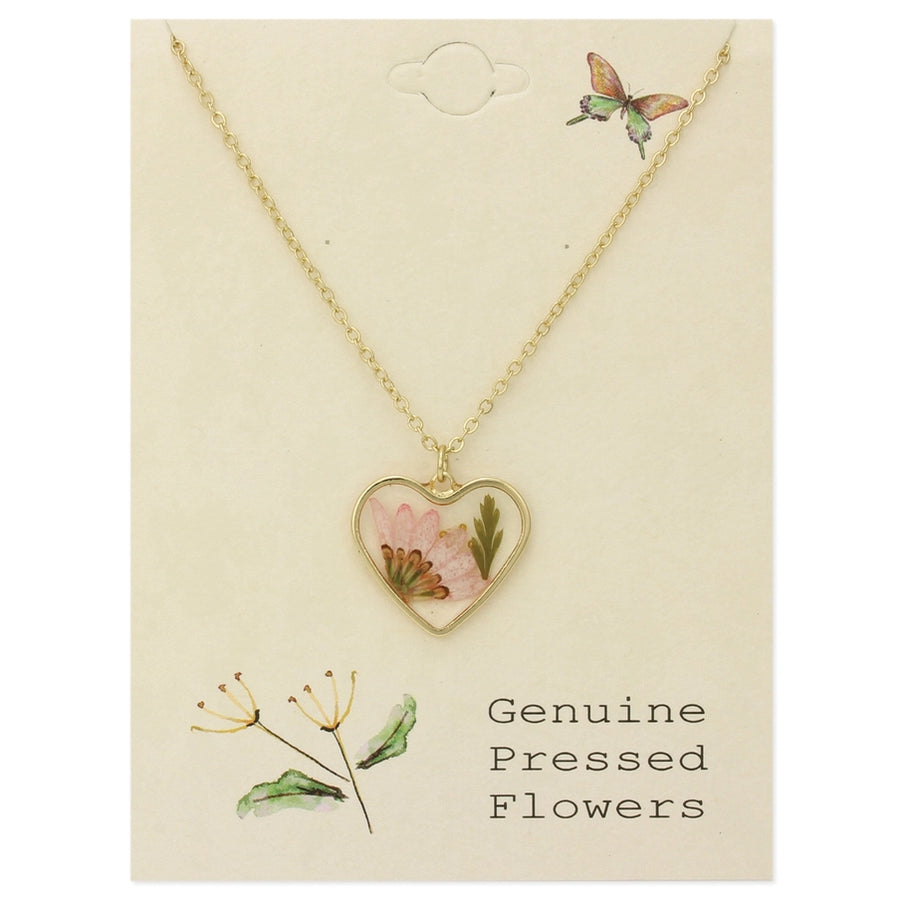 Dried Flower Heart Necklace