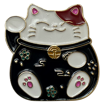 Lucky Cat Enamel Pin Black