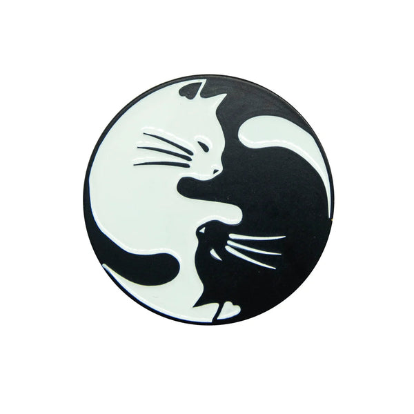 Yin Yang Enamel Cat Pin