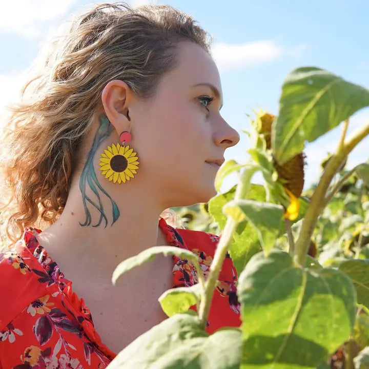 Sunflower Stud Dangle Earrings