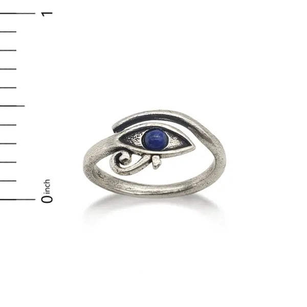 Egyptian Eye of Horus Ring with Lapis