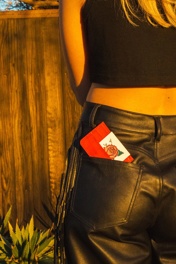 Red Leather Card Holder