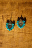 Teal Heart Crystal Earrings