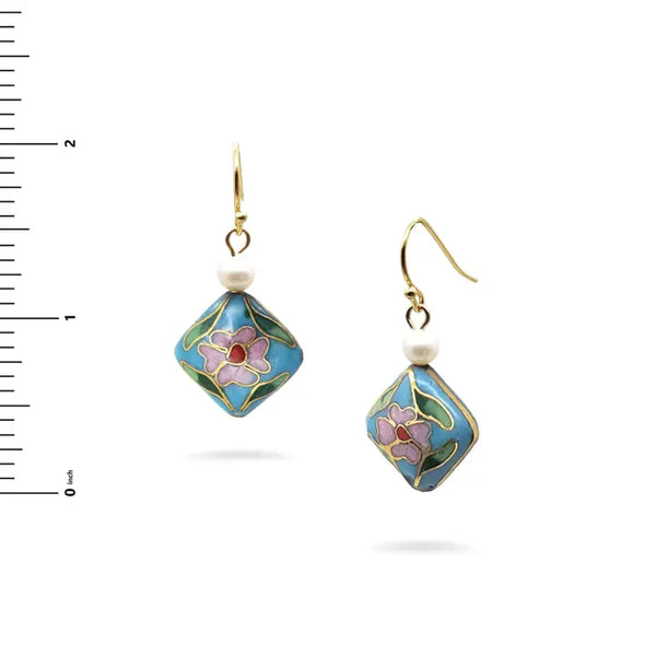 Asian Floral Earrings w/Pearl