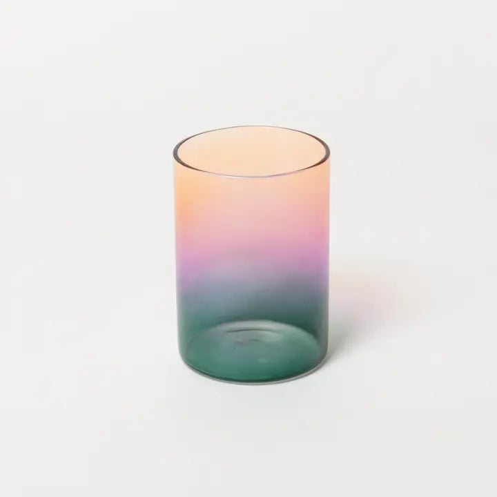 Set of Two Teal Lilac and Amber Drinking Glasses