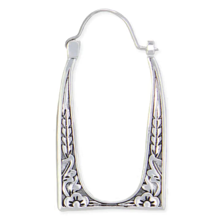 Vintage Frame Silver Hoops