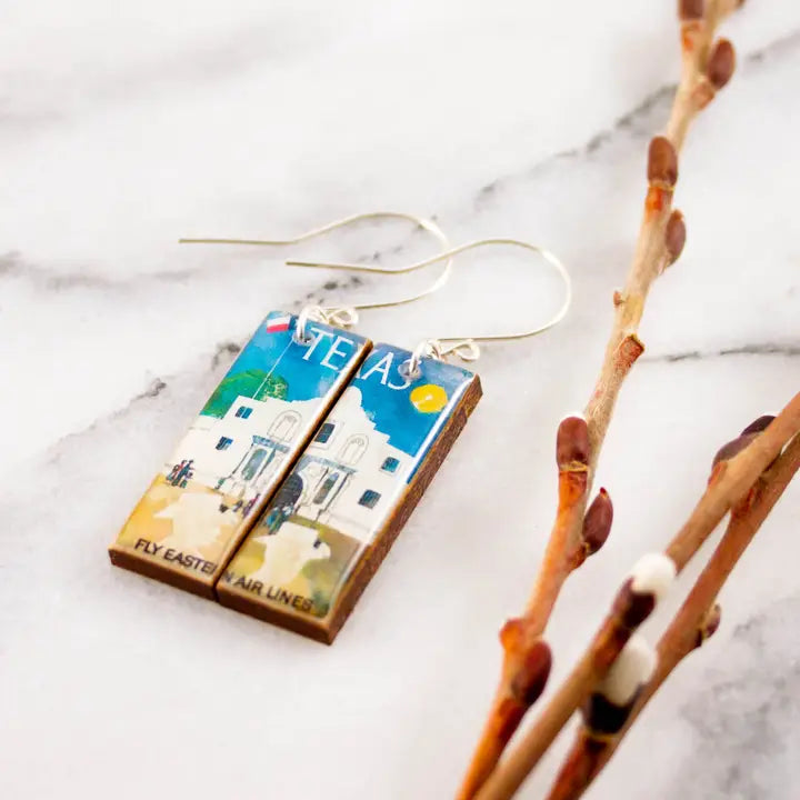 Texas Alamo Travel Poster Earrings