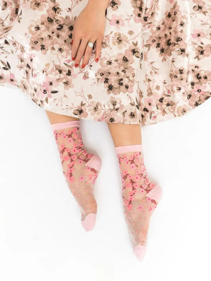 Cherry Blossom Sheer Socks
