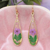Purple Flower Teardrop Earrings