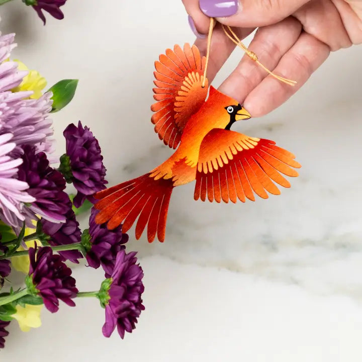 Cardinal Bronze Ornament and Notecard