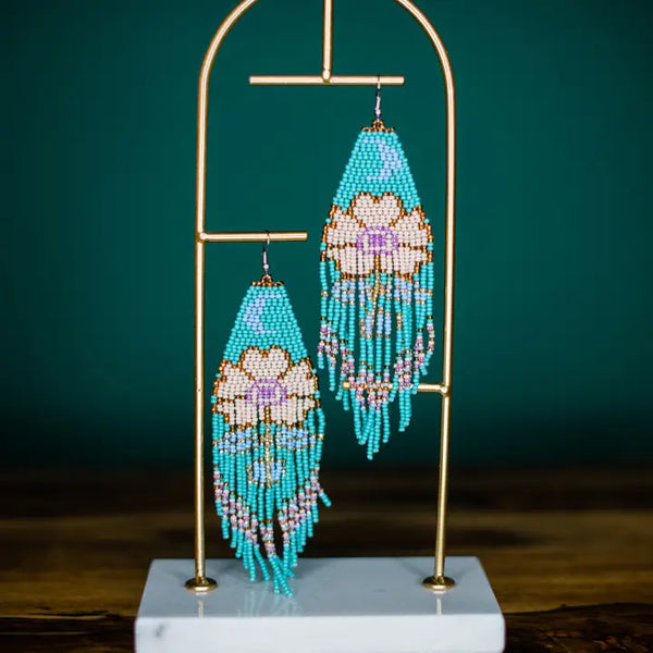 Turquoise Moonflower Earrings