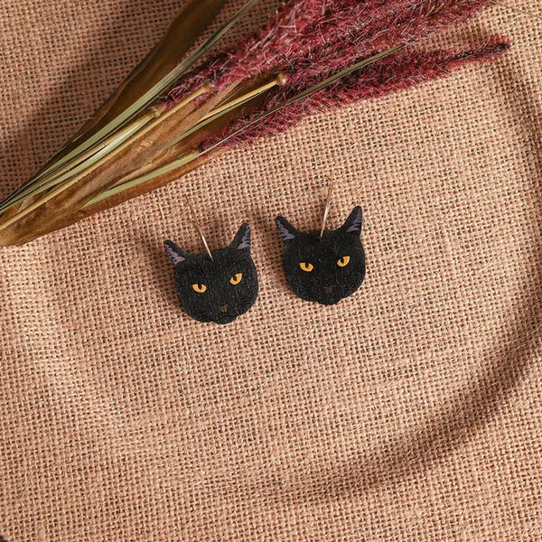 Black Cat Hoop Earrings