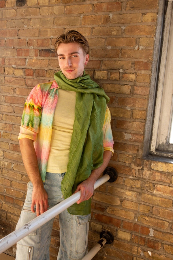 Olive Woven Linen Scarf